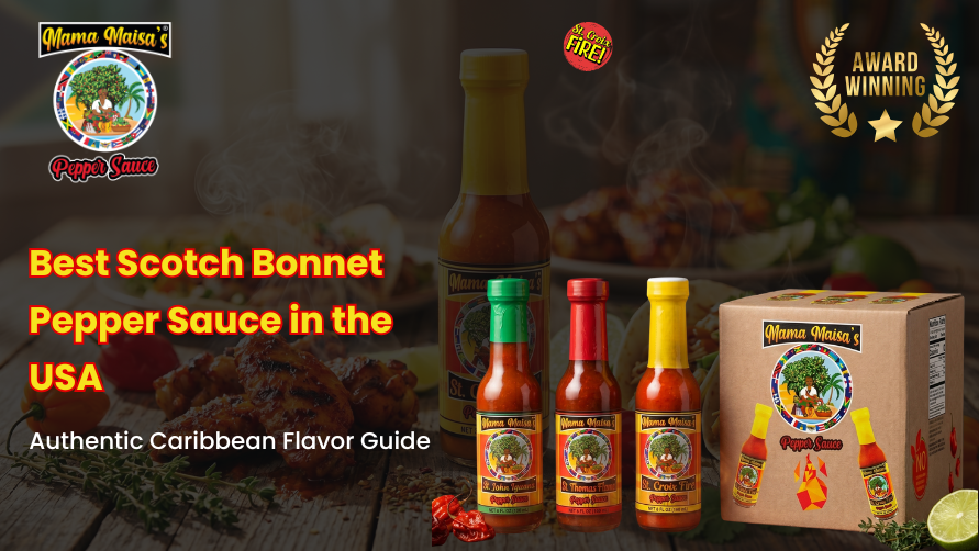 Authentic Scotch bonnet pepper sauce with vibrant Caribbean ingredients