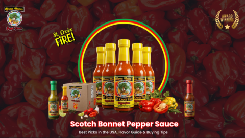 Scotch bonnet pepper sauce with rich Caribbean flavor in bottle