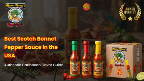 Authentic Scotch bonnet pepper sauce with vibrant Caribbean ingredients
