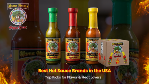 scotch bonnet pepper hot sauce with fresh peppers