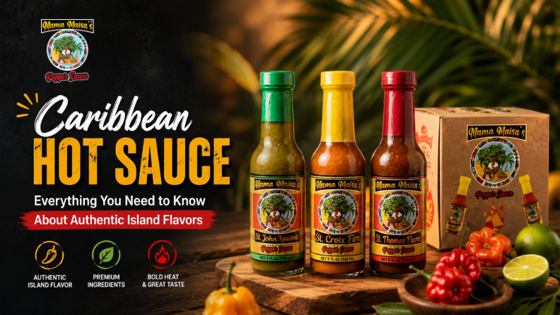 Caribbean Hot Sauce made with authentic Scotch Bonnet peppers and Caribbean spices
