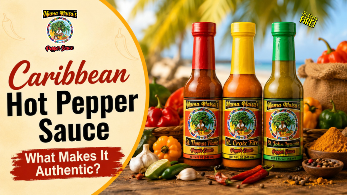Caribbean Hot Pepper Sauce with Scotch Bonnet peppers and spices