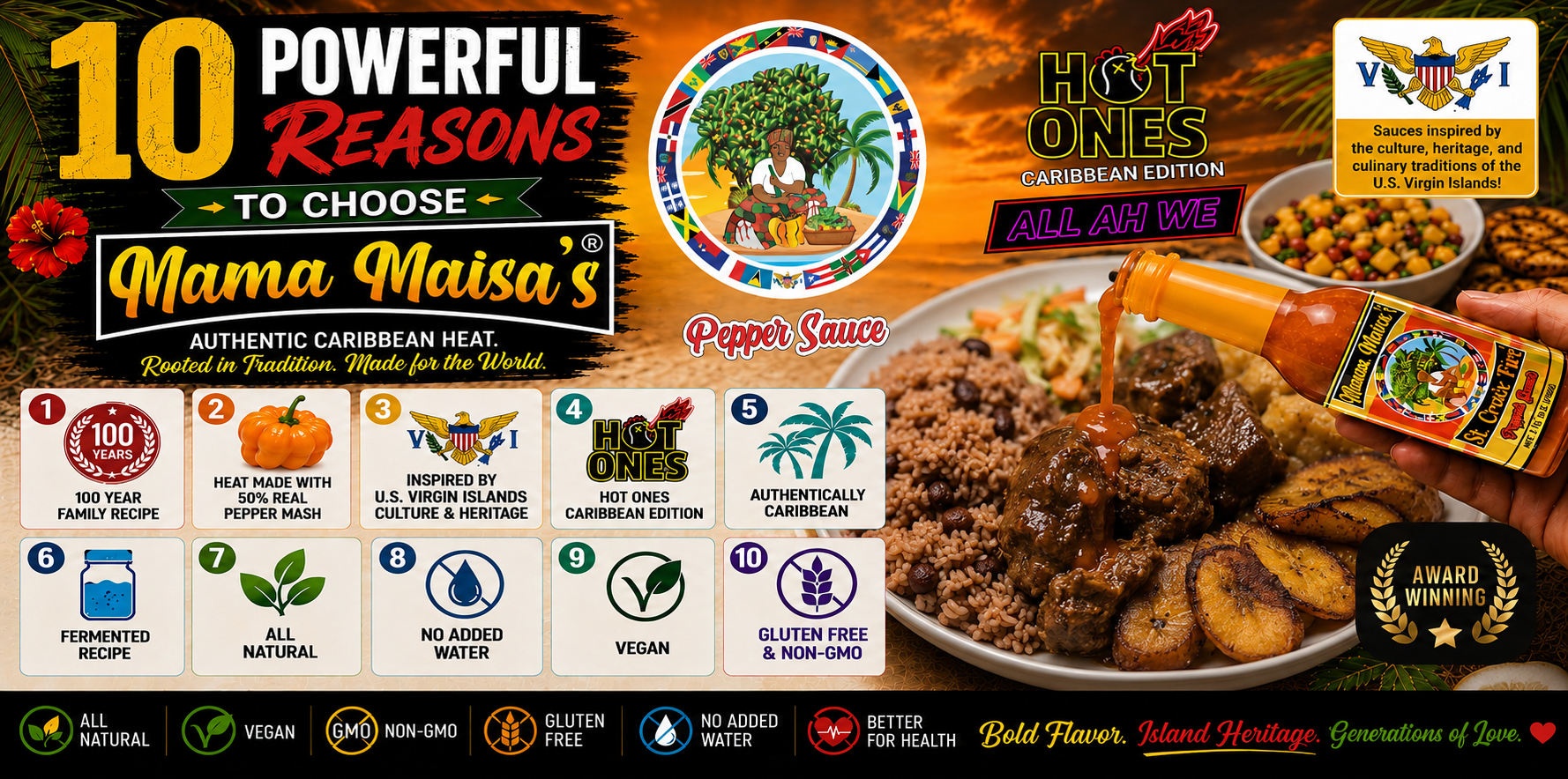 Mama Maisa's Caribbean Pepper Sauce with 10 reasons to choose authentic Caribbean hot sauce