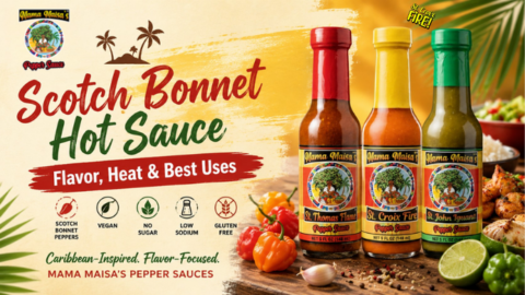 Scotch Bonnet Hot Sauce with Caribbean-inspired curry and lime